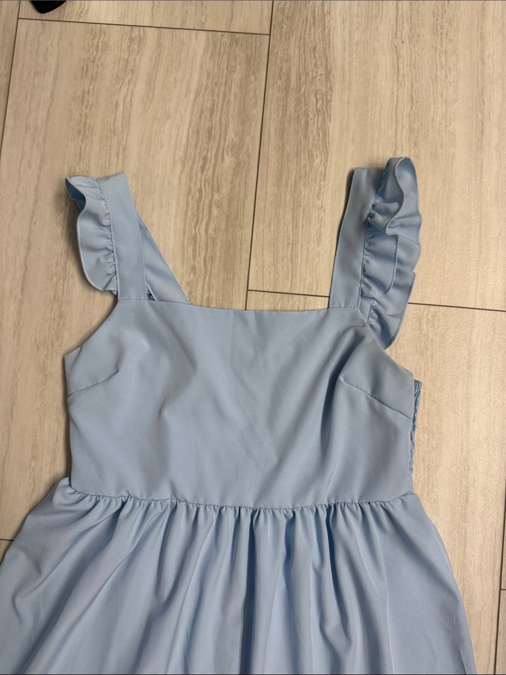 Light Blue Ruffle Strap Sundress - Picture 2 of 4